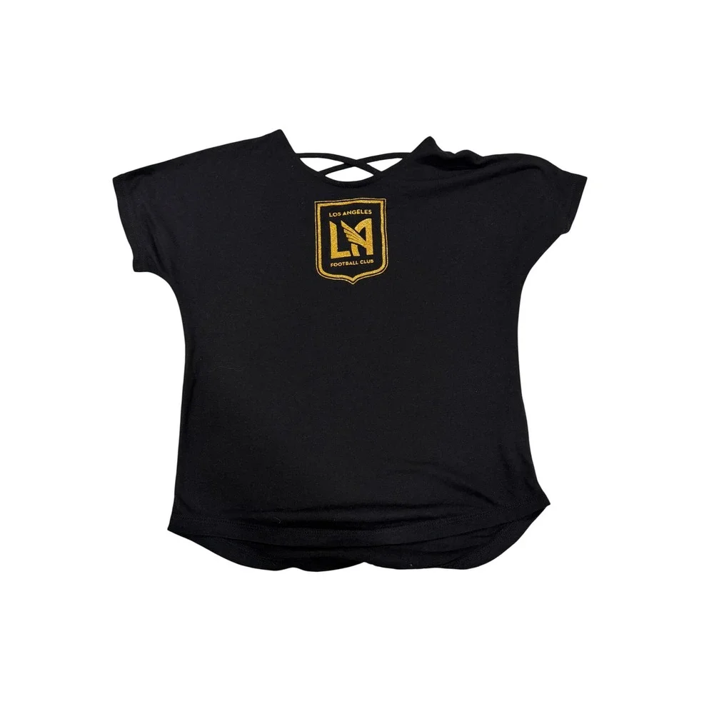 Los Angeles Football Club Girls Youth Medium Black Cross Back‎ Fanatics T-Shirt